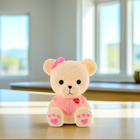 SOPOTUTU Decorative Pink Bear Shaped Vinyl Bank Coin Holder for Cash Saving