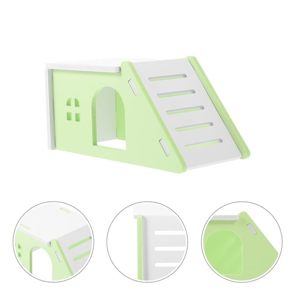 SOPOTUTU Hamster Playhouse Wood House Villa Shape Simple Design Hideout for Small Pets 1 Set