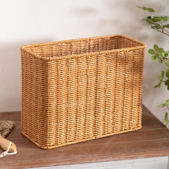 SOPOTUTU Khaki Plastic Storage Basket with Rustic Texture for Desktop Sundries Organizer