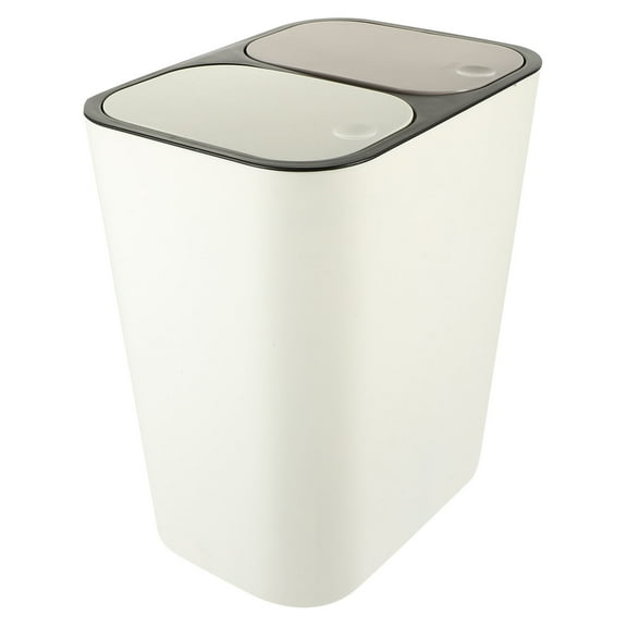 SOPOTUTU Double Port Waste Paper Basket 1Set White PP For Home And Kitchen