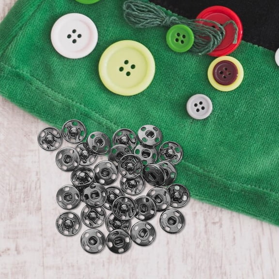 SOPOTUTU 100Pcs Grey Metal Round Flat Sewing Fasteners for Coats Jackets Shirts Invisible Buttons