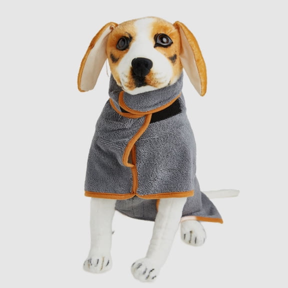 SOPOTUTU Grey Polyester Dog Bathrobe Water Absorbent Comfortable Wearable Drying Coat
