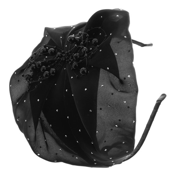 SOPOTUTU Black Elegant Lace Half Hat Headband Comfortable for Wedding and Tea Party