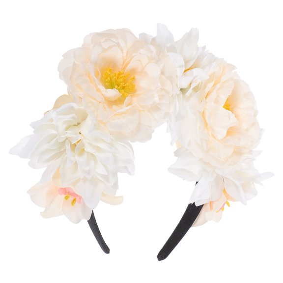 SOPOTUTU Chic White Peony Flower Headband Decorative Hair Accessories