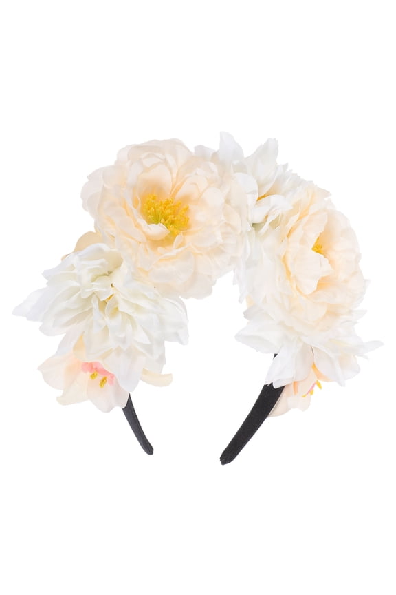 Floral Headpiece White Cloth Elegant Prom and Party Accessory