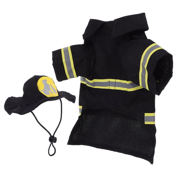 SOPOTUTU Firefighter Uniform Costume Black PET Dog Cotton for Party Performance