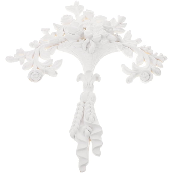 SOPOTUTU White Resin Carved Flower Ceiling Onlay Decoration with Adhesive Backing for Home