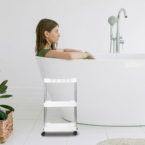 SOPOTUTU Rolling Kitchen Cart Multi Layer Storage Trolley White PP 1Pcs