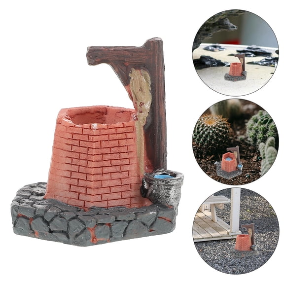 SOPOTUTU Garden Micro-Landscaping Sandstone Water Well Ornament Miniature Well Model For Diy
