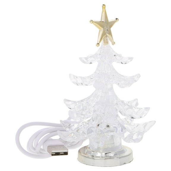 SOPOTUTU Golden Acrylic Christmas Tree Night Lamp with USB LED Multicolor Light for Festive Home Decor
