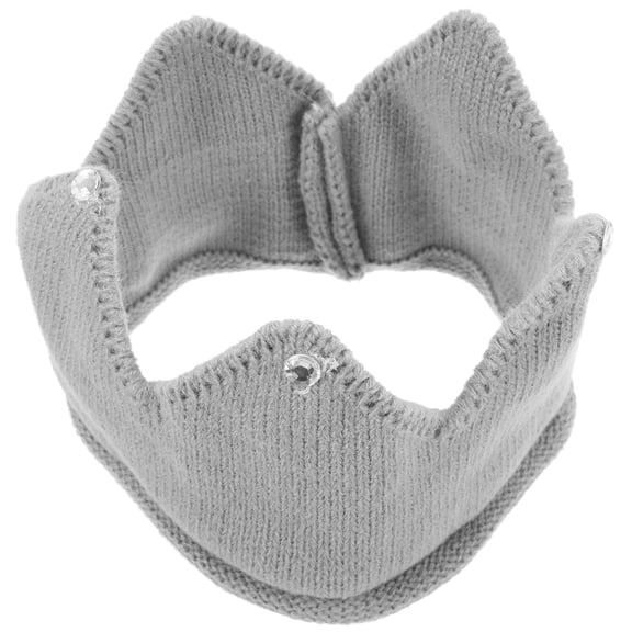 SOPOTUTU Decorative Knitted Crown Hat Grey Acrylic Fibers 1Pcs Adjustable Size