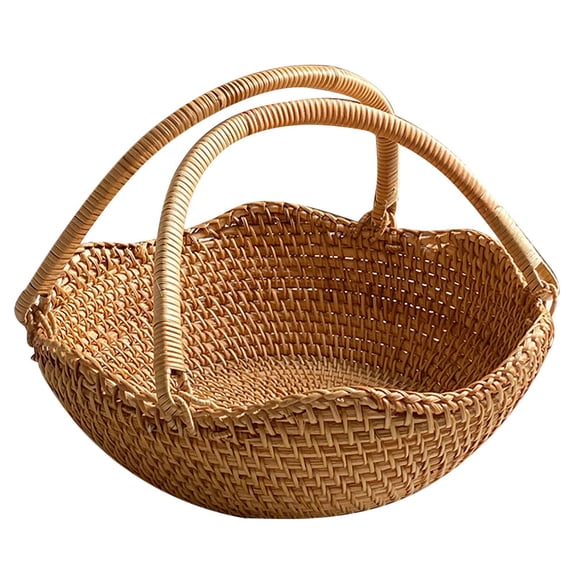 SOPOTUTU Multi Funcation Woven Picnic Basket with Handle Portable Storage for Travel and