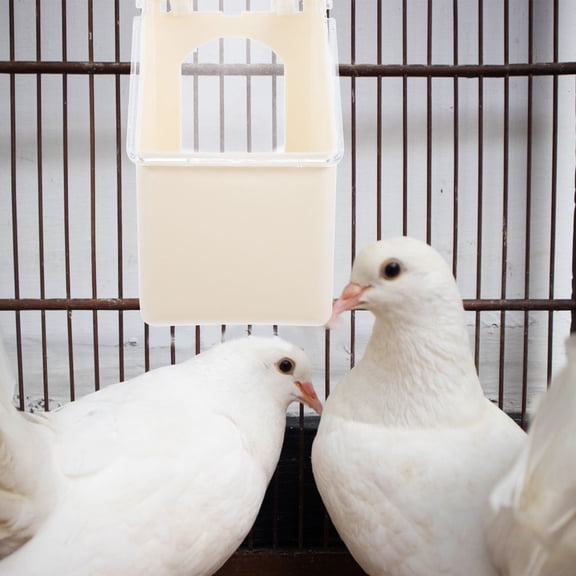 SOPOTUTU Pigeon Feeder Plastic Beige Hanging Feed Tray for Pigeons and Cockatiels