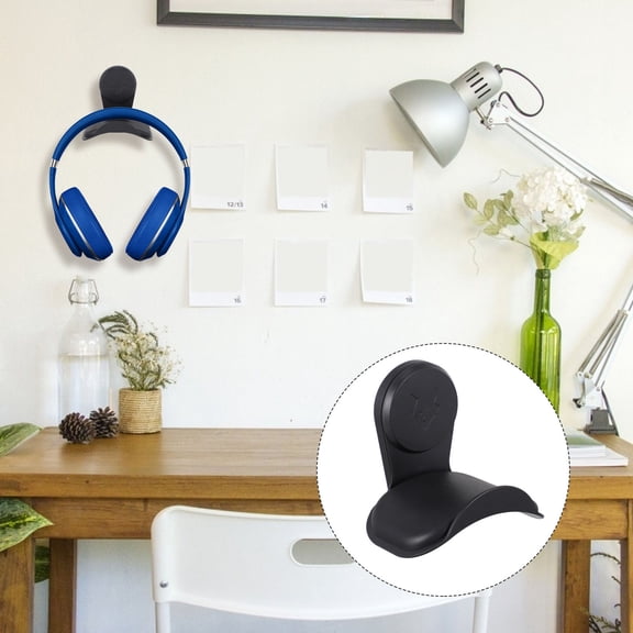 SOPOTUTU Black Rubber Headphone Wall Hook for Desk Organization, 1 Piece Holder for Headphones and Accessories