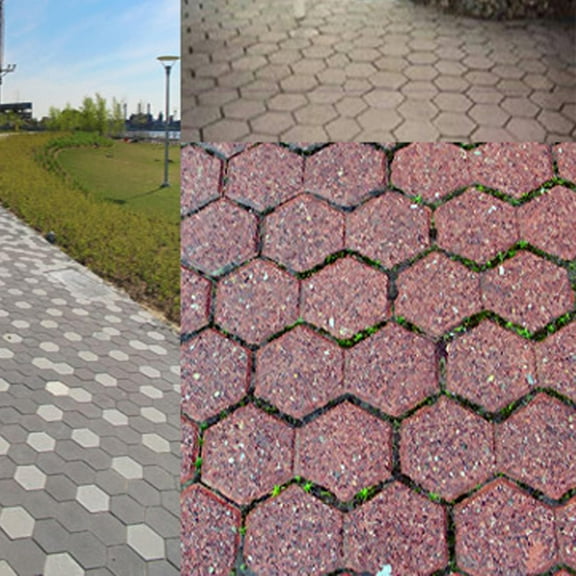 SOPOTUTU Hexagon Pavement Mold Set Black Plastic Concrete Paving Mold for Patios and Driveways