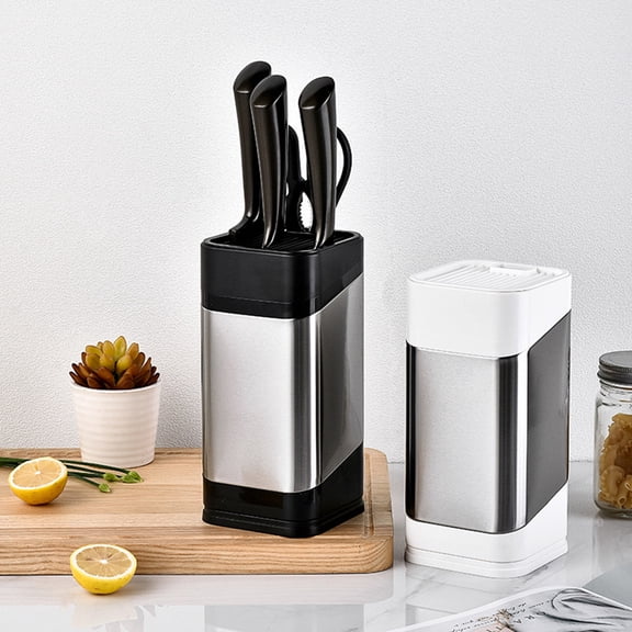 SOPOTUTU Kitchen Essentials Black Stainless Steel Cutter Storage Stand with Rounded Corners and Fast Drying