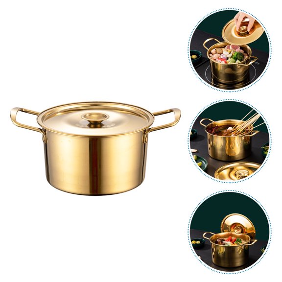 SOPOTUTU Golden Soup Pot Stainless Steel Making Soup for Families 1Set