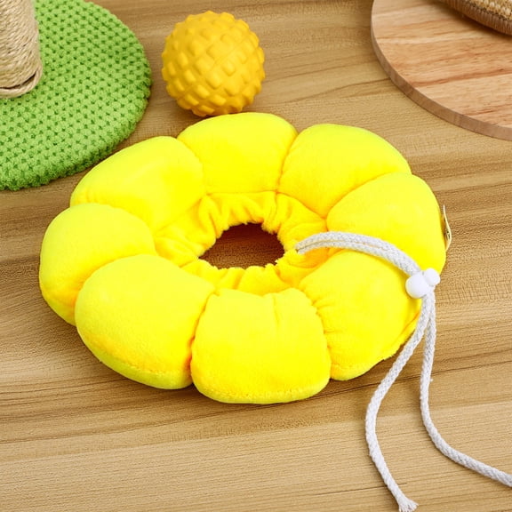 SOPOTUTU Soft Plush Yellow Cat Donut Collar Adjustable and for Comfortable Cat Recovery and