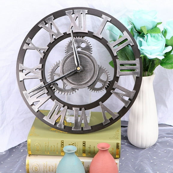 SOPOTUTU Creative Silver Industrial Gear Wall Clock for Decoration and Safe