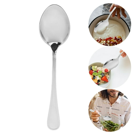 SOPOTUTU Large Stainless Steel Serving Spoon, Metal Kitchen Utensil for Cooking, Serving, and Sampling