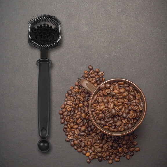 SOPOTUTU Black Espresso Machine Brush with Fine Bristles and Arc Design for Kitchen Use
