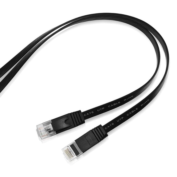 SOPOTUTU High Performance Black Ethernet Cable Flat Cat 6 for Home Network
