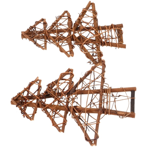 SOPOTUTU Christmas Wreath Decor Christmas Tree Grapevine Wreaths Light Brown 2Pcs