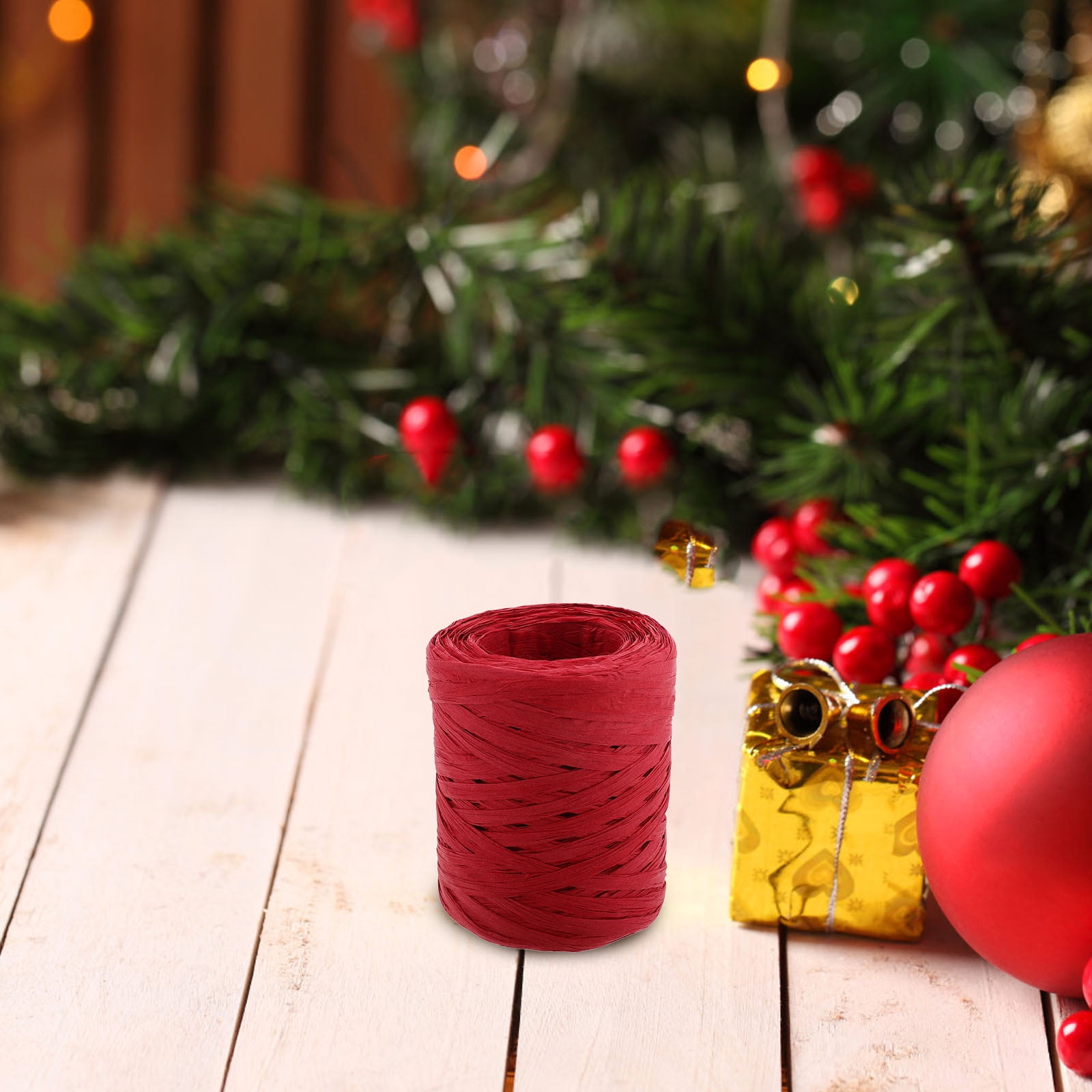 SOPOTUTU Red Raffia Ribbon Twine Roll for Wrapping, Crafts, Floral ...