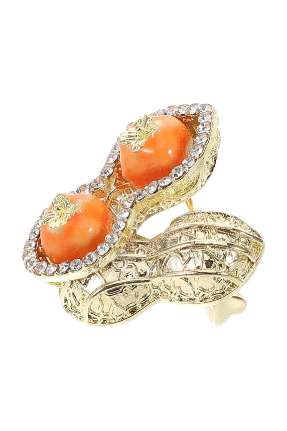 Orange Persimmon Brooch Pin Unique Rhinestone Fruit Jewelry for Home and Special Occasions