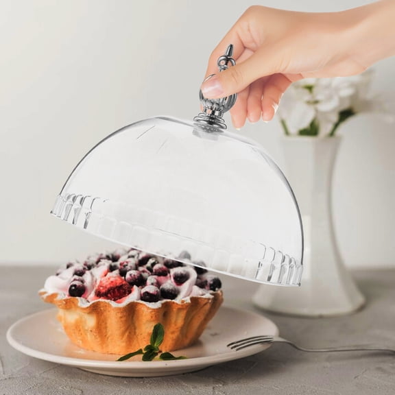SOPOTUTU Clear Acrylic Cake Stand Dome Cover with Convenient Knob for Food Freshness