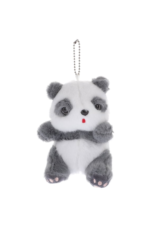 Grey Plush Panda Keychain Lightweight Decorative Bag Pendant Compact Plush Hanging Ornament
