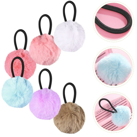 SOPOTUTU Elastic Ponytail Holders Hair Bands Fabric Fluffy for Girls Costume Parties 12 Pcs