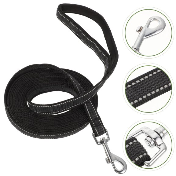SOPOTUTU Black Traction Dog Leash Rope with Heavy Duty Swivel Hook for Outdoor Walking and Training