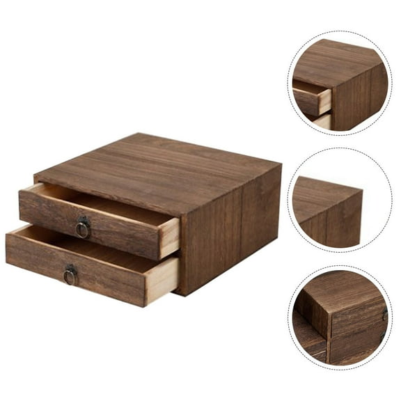SOPOTUTU Wooden Tea Storage Drawer Box  Thickened Solid Wood Waterproof Force Bearing 1 Set