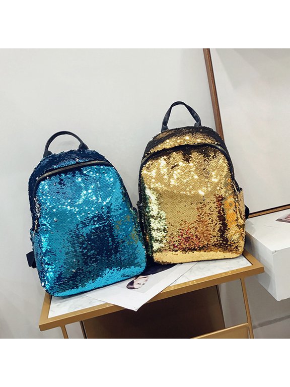 Women's Sequin PU Faux Backpack, Sparkly Fashion Daypack Purse for Travel, Shopping, Outdoor Casual Daily Use