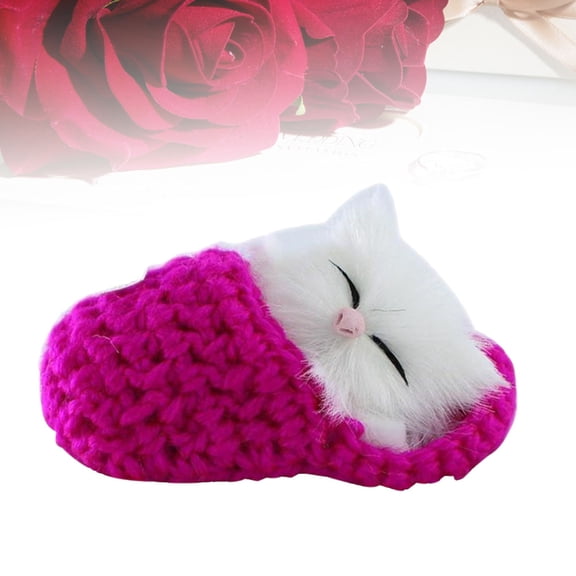 SOPOTUTU Rosy Sleeping Cat Slippers Plush Toy Set for Cozy Theatrical Playtime