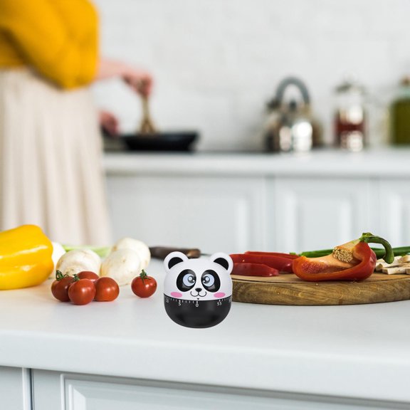 SOPOTUTU Panda Shaped Countdown Timer ABS Black Mechanical for Home Use