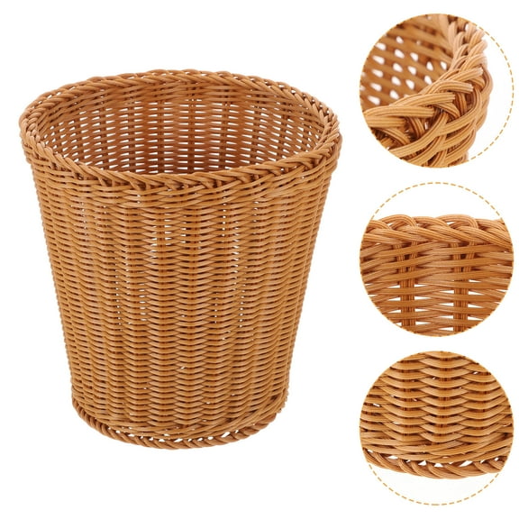 SOPOTUTU Storage Basket Wicker Wastebasket Brown 1Pcs Living Room Study Room
