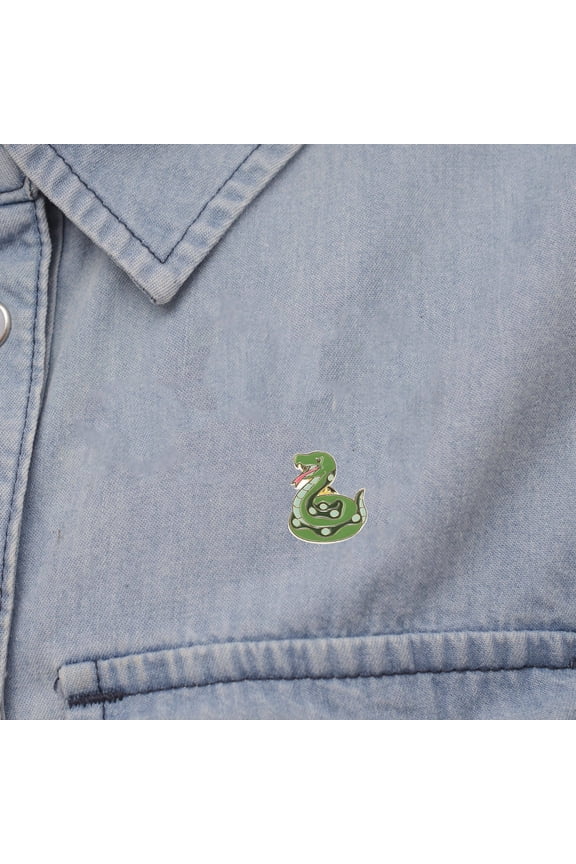 Year of The Snake Brooch Green Metal Zinc Alloy Zodiac Snake Pin for Chinese New Year