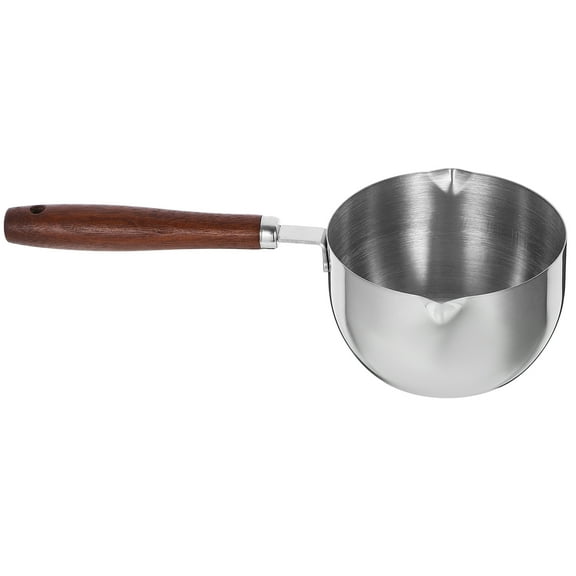 SOPOTUTU 1.5 Quart Stainless Steel Melting Pot with Spout and Wooden Handle for Kitchen Cooking and Melting