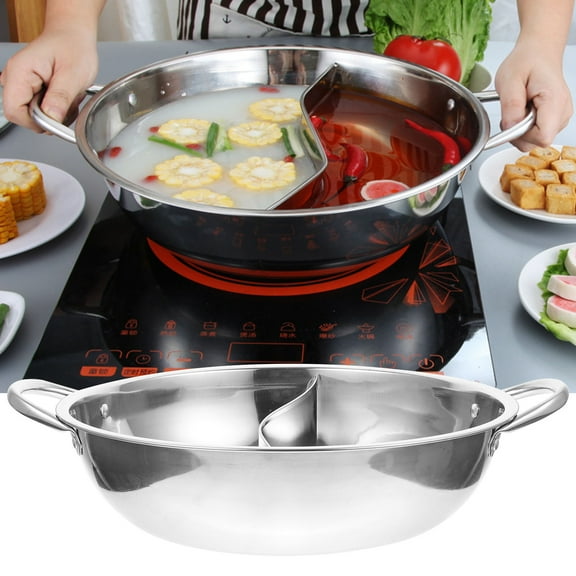 SOPOTUTU Stainless Steel Hot Pot Soup Divider Pan for Induction Cooktop, 1 Piece Cooking Pot