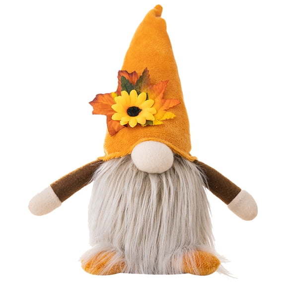 SOPOTUTU Tsgiving Gnome with Light Cute Orange Decorative Gnome for Autumn