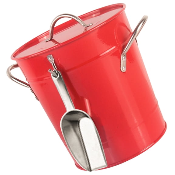 SOPOTUTU Red Ice Cube Bucket Metal Party Cooler for Wine Beer with Sturdy Structure