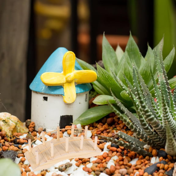 SOPOTUTU Tiny Wooden Arch Bridge for Dollhouse Bonsai and Garden Displays