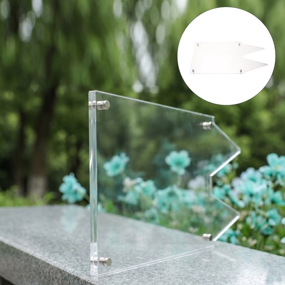 SOPOTUTU Weatherproof Clear Acrylic Cemetery Photo Frame with Metal Ground Stake - Outdoor Use