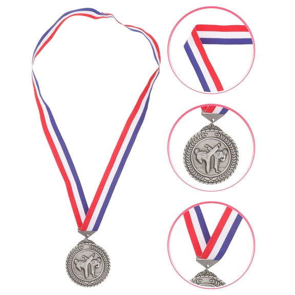 SOPOTUTU Zinc Alloy Grey Round Trophy Medal for Taekwondo Practitioners Display 1 Piece Award Sports Recognition