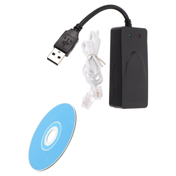 SOPOTUTU External USB Fax Modem with Dual Ports, Black Plastic Computer Accessory