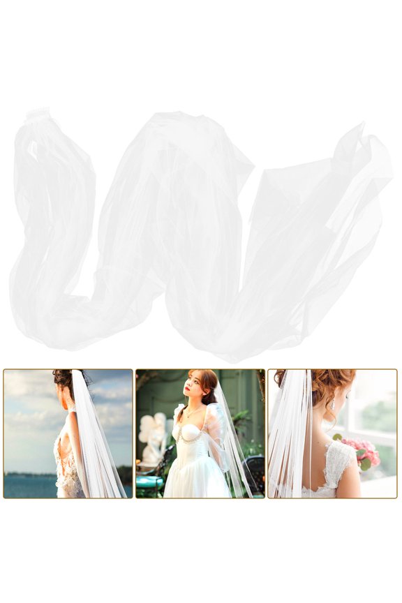 Draped Veil Wedding Dress Accessory White Polyester Fiber 1Set