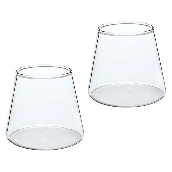 SOPOTUTU 2pcs Borosilicate Glass Water Mugs Set, Clear Beverage Cups for Home, Office, Kitchen Use