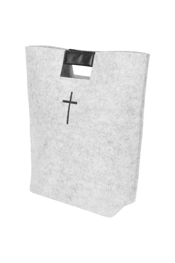 White Felt Bible Tote Handbag Large Capacity Cross Pattern Religious Book Bag for Church and Daily Use